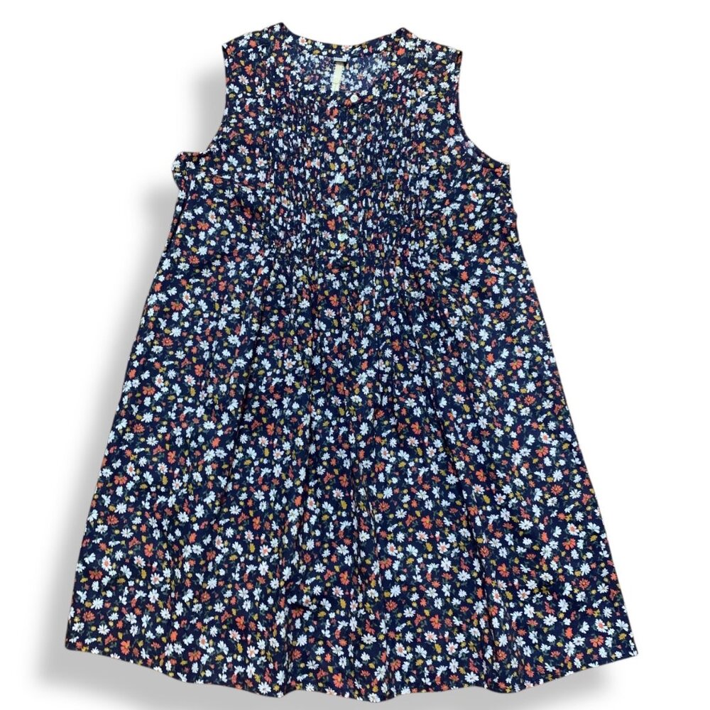Uncle Frank Babydoll Dress Sleeveless Ditzy Print Midi Navy Multicolor M Lolita